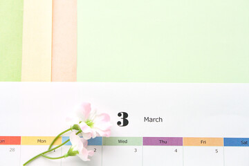 3月カレンダー　春のイメージ