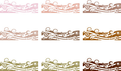 vector drawing wave water sea wind background set