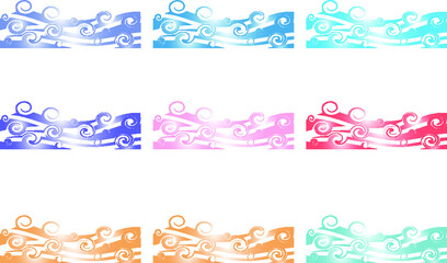 vector drawing wave water sea wind background set