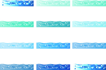 vector drawing wave water sea wind background set
