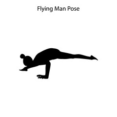 Flying man pose yoga workout silhouette. Healthy lifestyle vector illustration