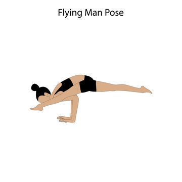 Flying man pose yoga workout. Healthy lifestyle vector illustration