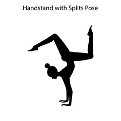 Handstand with splits pose yoga workout silhouette