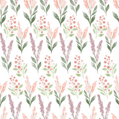 watercolor meadow floral seamless pattern pastel color