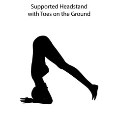 Supported headstand with toes on the ground pose yoga workout silhouette