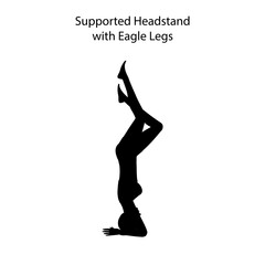 Supported headstand with eagle legs pose yoga workout silhouette