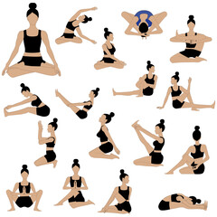 Yoga poses workout. Healthy lifestyle vector illustration