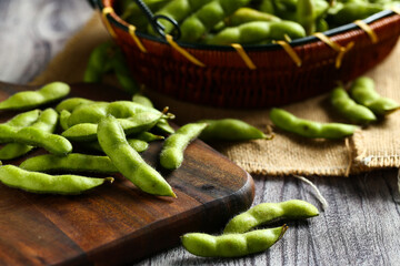 fresh raw beans in plate