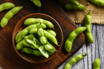 fresh raw beans in plate