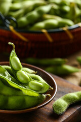 fresh raw beans in plate