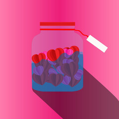 jar png with valentine's day hearts inside water vector isolated and editable