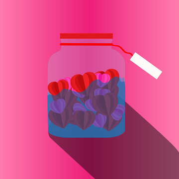 jar png with valentine's day hearts inside water vector isolated and editable