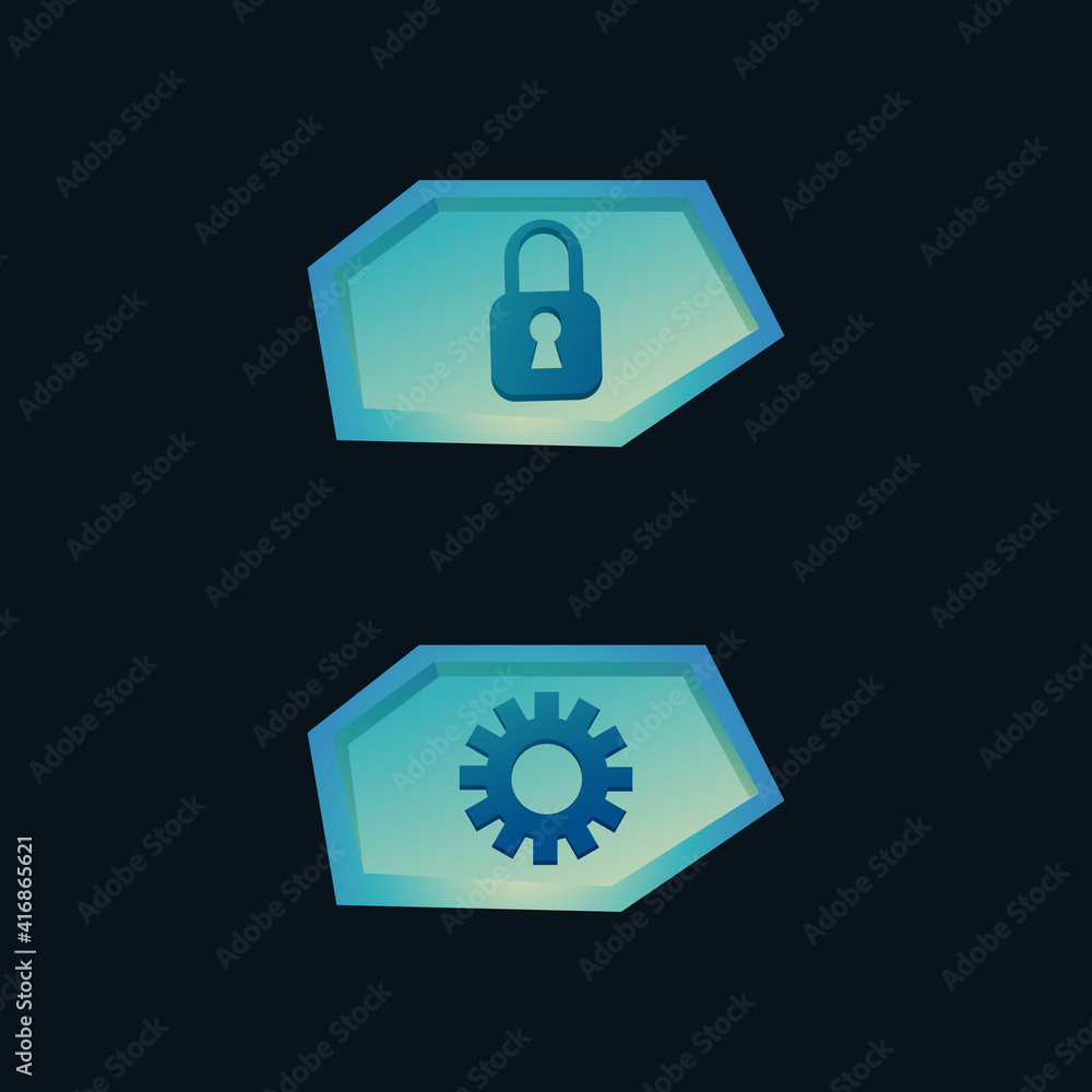 Poster fantasy game ui button icons elements. for 2d games vector illustration