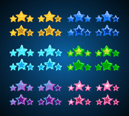 Star game icons set, element for 2d games vector illustration