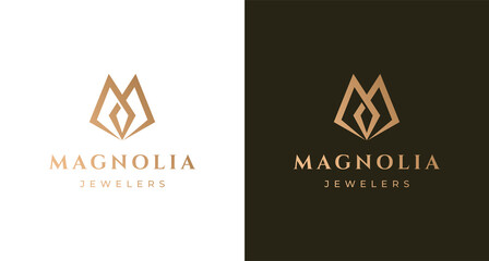 Simple and Elegant letter M monogram, sharp Luxury M diamond letter mark logo vector template