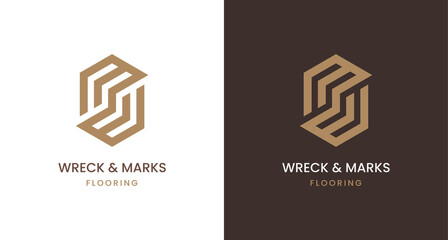 Abstract letter MW monogram, simple MW initial logo for flooring business logo