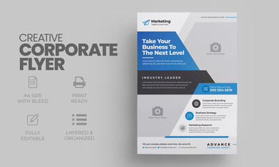 Flyer brochure cover design layout background, Corporate Business poster pamphlet blue red green colors scheme template in A4 size