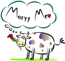 vector cartoon fat milk cow say merry me