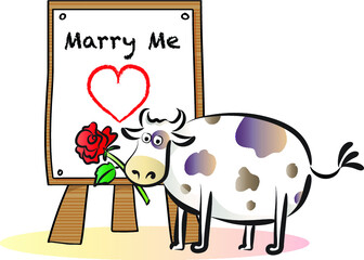 vector cartoon fat milk cow say merry me