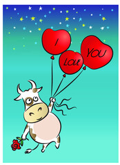 vector cartoon fat milk cow say i love you