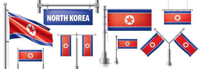 Vector set of the national flag of North Korea in various creative designs