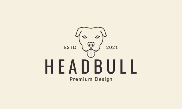 animal pets dog American Pit Bull Terrier head lines logo design vector icon symbol graphic illustration