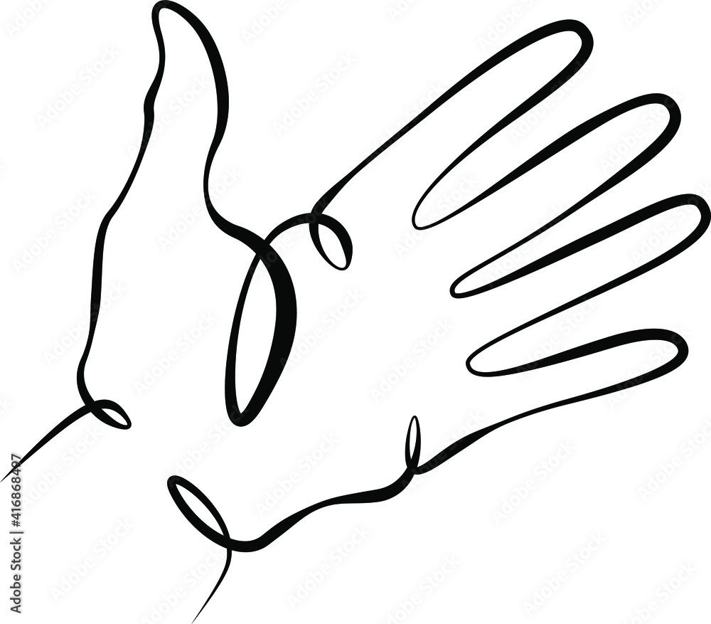 Poster wrist. palm gesture. different position of the fingers. sign and symbol of gestures. one continuous 
