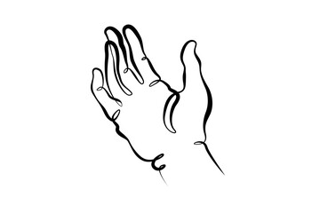 Wrist. Palm gesture. Different position of the fingers. Sign and symbol of gestures. One continuous drawing line  logo single hand drawn art doodle isolated minimal illustration.Thick bold line.