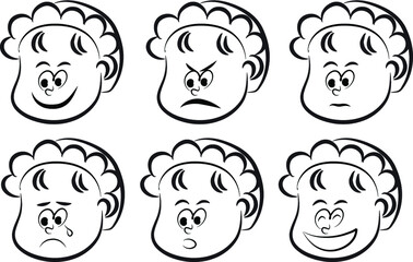 vector cartoon baby emoji face set