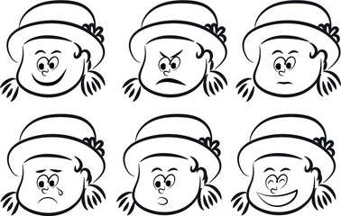 vector cartoon girl emoji face set
