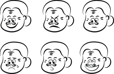 vector cartoon old woman grandma emoji face set