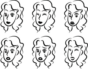 vector cartoon beauty emoji face set