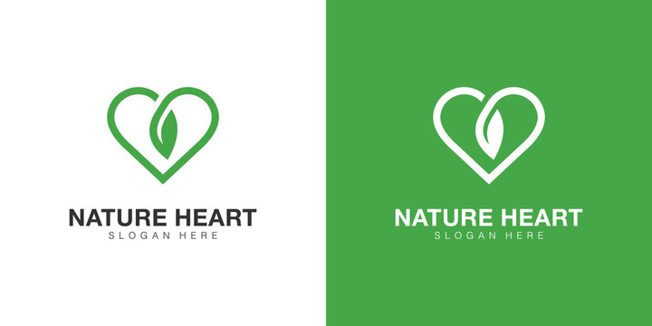 heart nature logo design vector