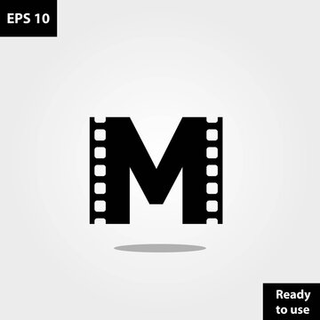 Movie clips initial m letter logo company, logo vector template design. Ready to use, easy for edit.