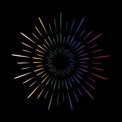 rainbow gradient line drawing of a Vintage Sunburst