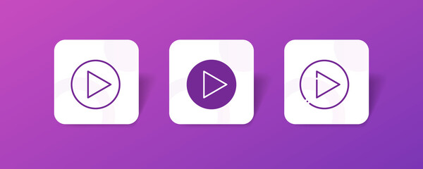 video play button pixel perfect icon set bundle in line, solid, glyph, 3d gradient style
