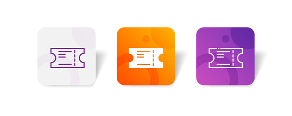 ticket paper entrance pixel perfect icon set bundle in line, solid, glyph, 3d gradient style