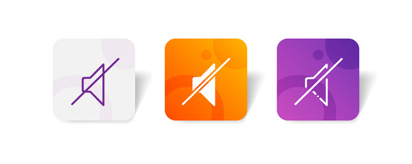 silent, mute sound speaker notification pixel perfect icon set bundle in line, solid, glyph, 3d gradient style