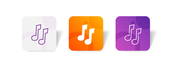music beam note melody pixel perfect icon set bundle in line, solid, glyph, 3d gradient style
