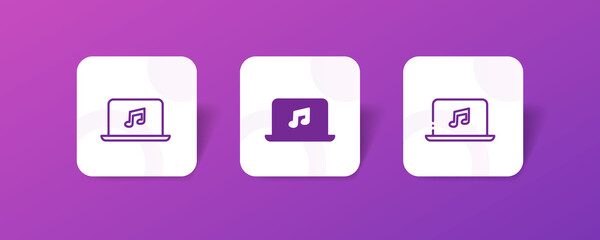 notebook music player pixel perfect icon set bundle in line, solid, glyph, 3d gradient style