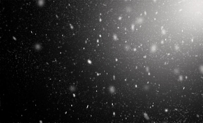 Snowfall on black background, an abstract background,Defocused Lights .