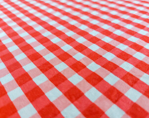 Classic red and white fabric table cover