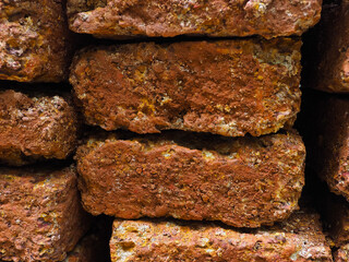 Close up the laterite stones that are overlaid in layers To wait to decorate the landscape in the historical park