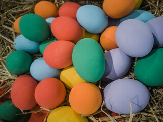 Colourful Easter eggs for background.