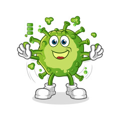 virus full battery character. cartoon mascot vector
