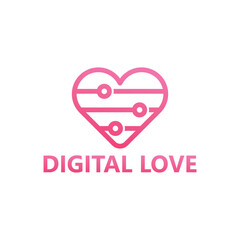 Digital love logo template design