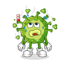 virus low battery mascot. cartoon vector