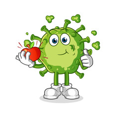virus eating an apple illustration. character vector