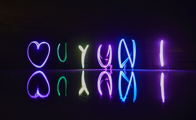 Light painting on the salt flats of the Salar de Uyuni, Bolivia
