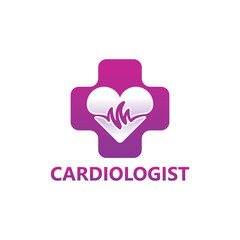 Cardiologist logo template design vector